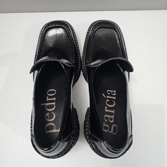 NEW Pedro Garcia Zavanna Loafer Platform Heel Slip On Black Patent Leather EU 40 - Picture 9 of 14
